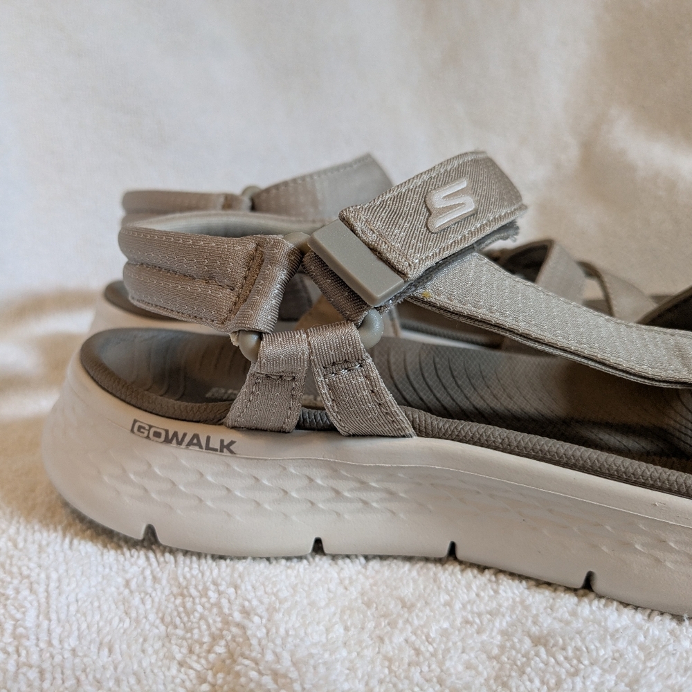 Skechers Go Walk Flex Sublime Sandal Vegan Taupe Tan 6 - Picture 2 of 11